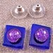 Lavender Dichroic Earrings - 1/2" - Cobalt Blue Purple Violet Accent Dot Textured Lump - Post or Clip On