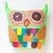 colorful owl pillow tennis ball green