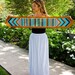 Taylor's 60s camel turquoise and deep teal stripe scarf