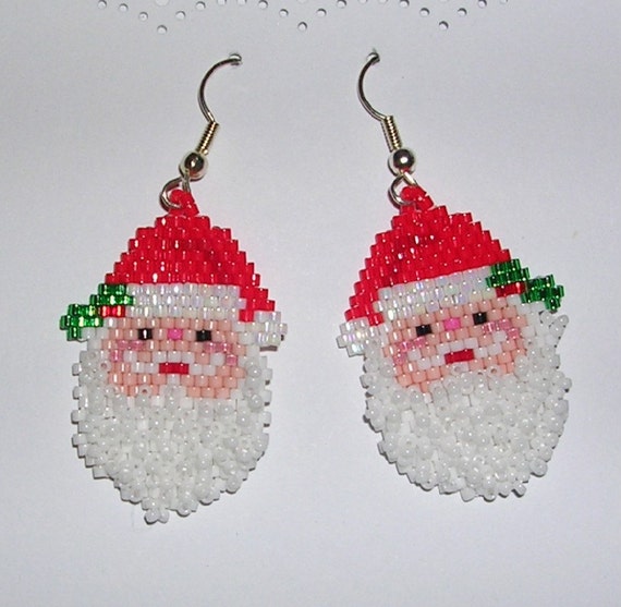 hama beads 000 10 Beard Earrings Santa Fluffy