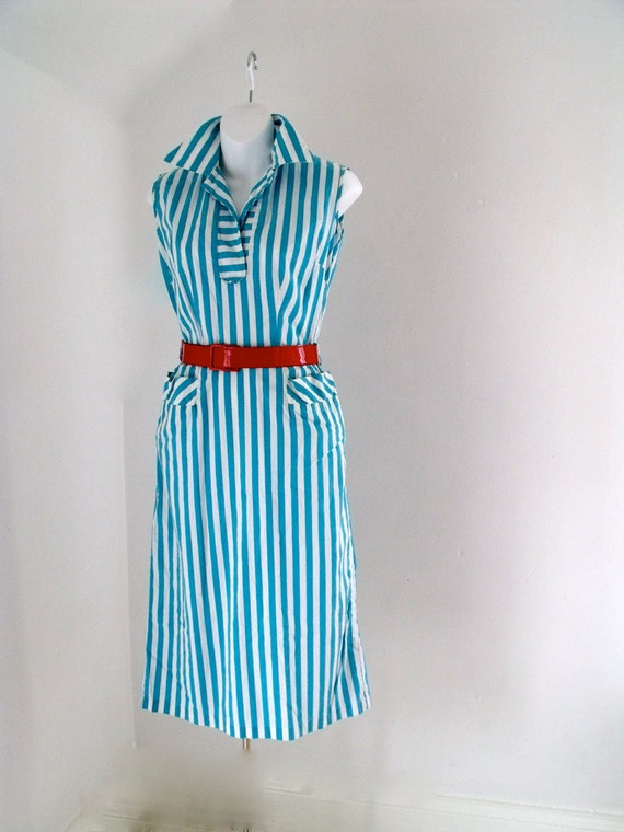 Vintage 1950's Striped Nautical Dress Size Small