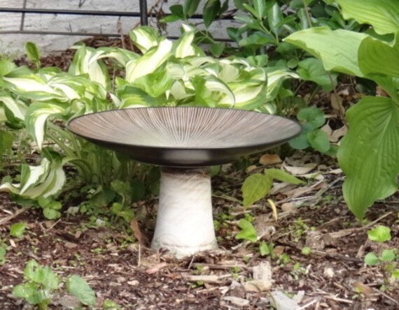 upcyled brown mushroom like shallow bird bath bird feeder upcyled brown mushroom like shallow bird bath bird feeder