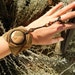 Ring Bracelet Combination with Leopard Jasper in Beige Micro Macrame
