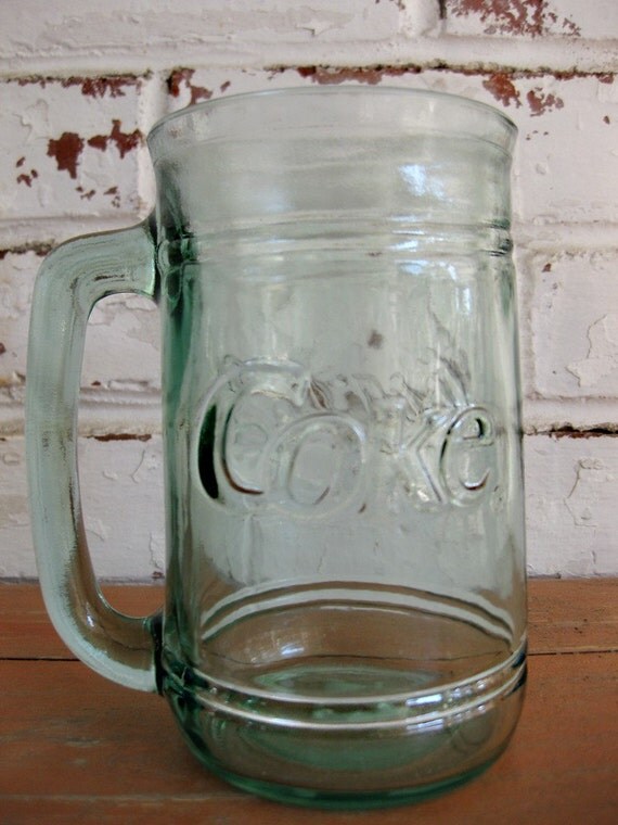 Green Glass Coca Cola Coke Mug Cup Vintage