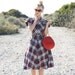 VTG 50s Red/Green Plaid Dress w/ Zipper Up Front S/M