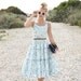 VTG 50s Jonathan Logan Blue and Green Floral Dress w/ Spaghetti Straps S