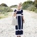VTG 70s Navy Blue Maxi Dress w/ Crochet Detailing XS/S