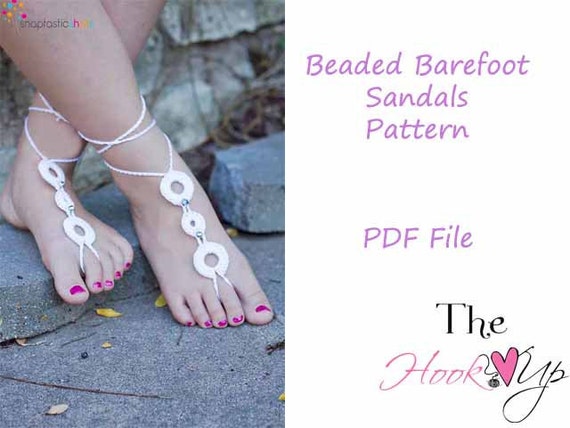 Beaded Barefoot Sandals- CROCHET PATTERN- permission to sell finished ...