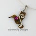 Sterling Silver Hummingbird Necklace with Spirals and Ruby