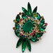 Vintage Brooch Emerald Green Large and Ornate