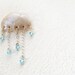 Cloud brooch - white pearl polymer clay and light blue crystals, one of a kind OOAK