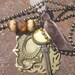 SALE Victorian valentine mystery antiqued brass lock and key Czech charm necklace