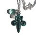 verdigris Fleur de lis with pearl and aquamarine pendant TAGTMCTT