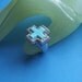 Vintage Silver 925 THAI Clear rhinestone Turquoise Cross Costume Ring Size 8