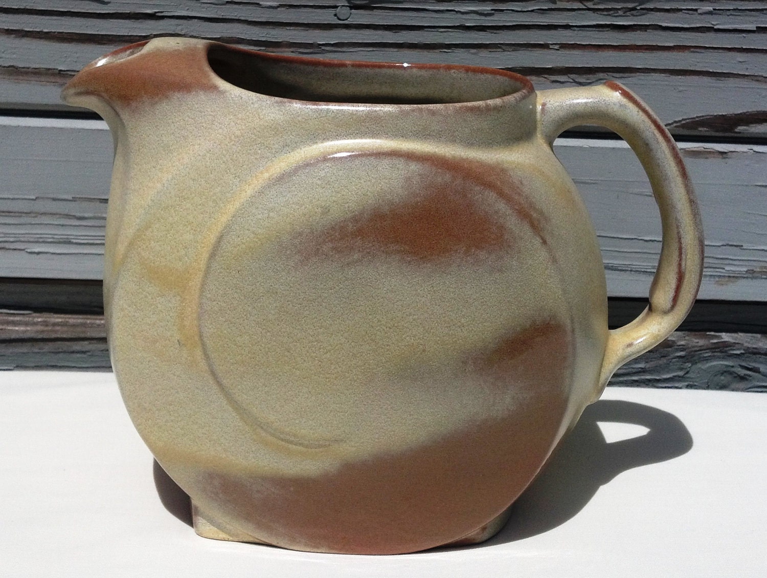 Frankoma Pottery Pitcher 4D Plainsman Gold Rustic Water Milk