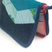 Reserved for Lisa - Fabric vegan wallet patchwork recycled small sewn Blue denim teal pink peach flower zipper girl gift credit card pocket