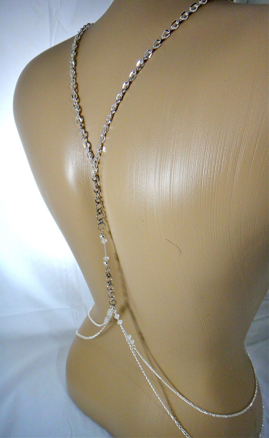 Necklace and Body Chain Wear in Many Ways Silver and White