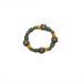 Green and Yellow Glass and Dark Wood Beaded Bracelet (large bracelet)