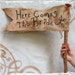 Here Comes The Bride - Rustic Burlap Wedding Banner - Spring Summer Fall Winter Weddings - Flower Girl - Ring Bearer - Country Sign