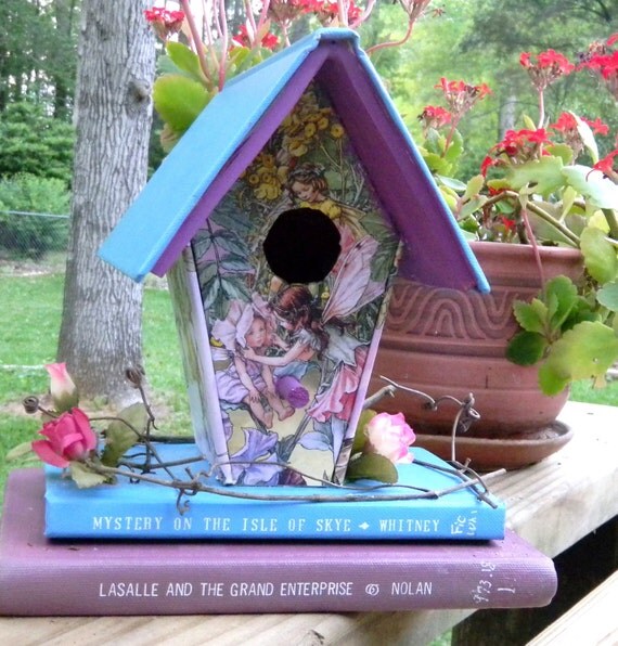 FairyThemed Birdhouse made from Vintage Books by booklooks