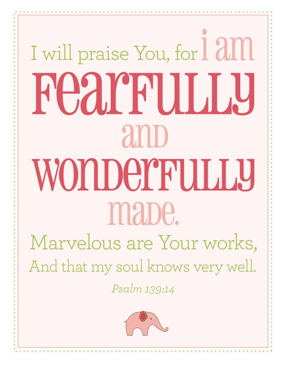 Items similar to Fearfully and Wonderfully Made Poster - Psalm 139:14 ...