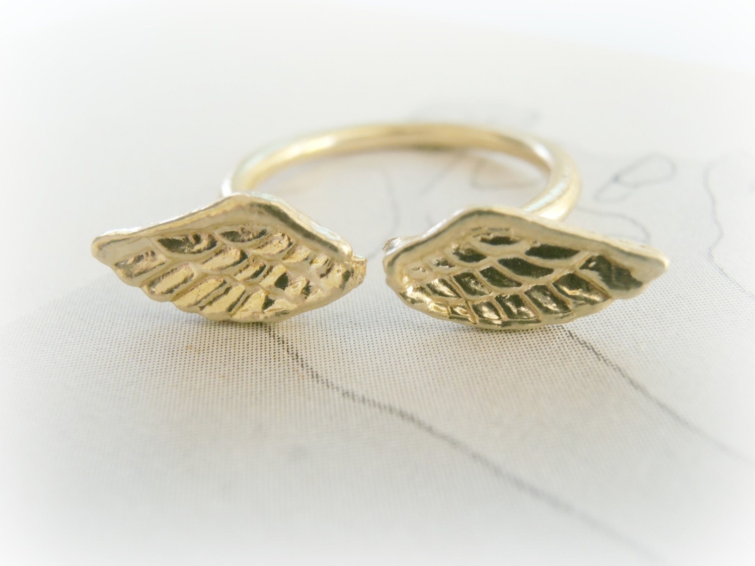 Gold Angel Wing Ring Size 58 us Adjustable Angel Wings