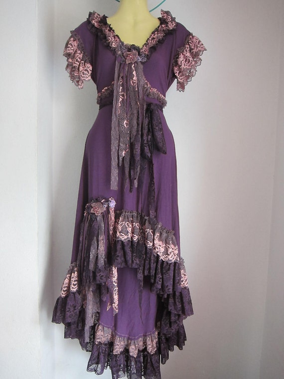 RESERVED...a gorgeous purple bohemian gypsy dress with ruffles Gypsy Boho Dress