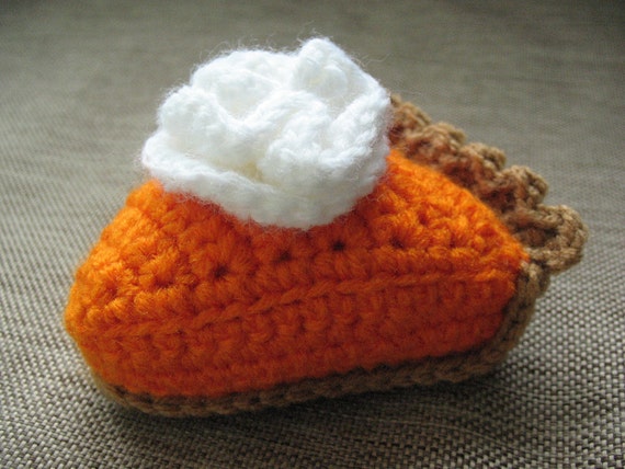 Crochet Play Food Slice of Pumpkin Pie with Whipped Cream