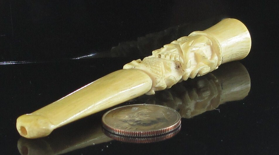 Ivory Handcarved Cigarette Holder Circa 1910's Detailed