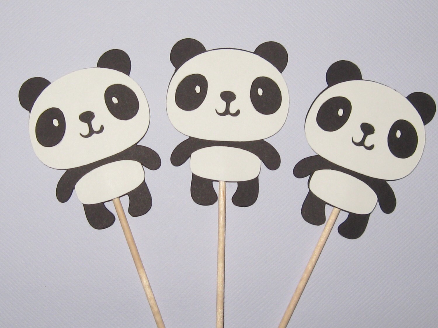 Panda Cupcake Toppers Set of 12 by thepapercubby on Etsy