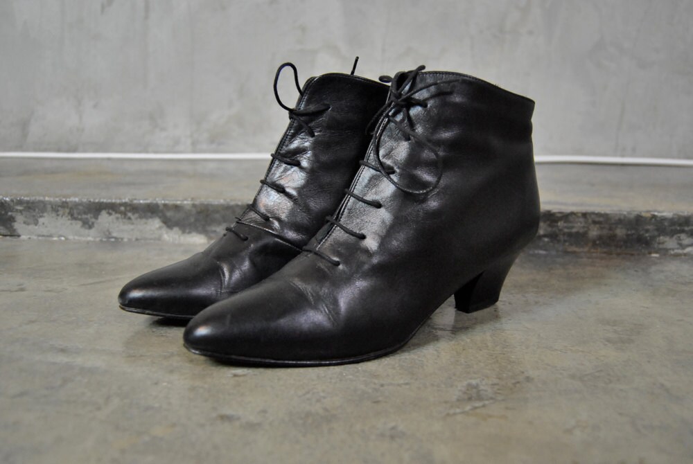 black vintage ankle boots