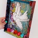 Whimsical Wall art Shadow box with dove sequin applique / Folk art shabby chic wedding gift