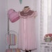 1960s Baby Doll Nightie and Brunch Coat, Robe - Matching Set - Pink Swiss Cotton, Coffee Lace - Short - Bust 34" - NWOT, NOS - Boudoir