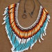 Native American style fringed turquoise and silver seed bead necklace