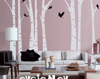 Birch Tree Wall Decal - White Tree Wall Decal - TRFR010R
