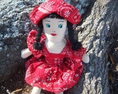 On Sale Vintage 15-1/2" Handmade Cloth Doll 1960 Online Vintage, vintage clothing, home accents, vintage dress On Sale Vintage 15-1/2" Handmade Cloth Doll 1960 Online Vintage, vintage clothing, home accents, vintage dress