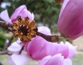 On Sale Vintage Yellow Brown Gold Rhinestone Flower Clip Earring On Sale Vintage Yellow Brown Gold Rhinestone Flower Clip Earring