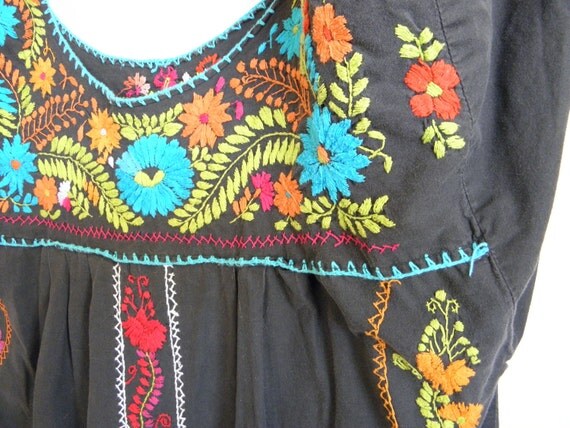 Vintage Native Embroidered Black Dress