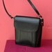 Vintage Black Leather Crossbody Purse Bag Unisex