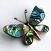 Vintage Irridiscent Green Blue Abalon Shell Brass Hand Crafted Boho Butterfly Brooch...