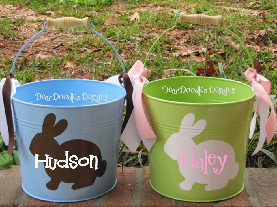 Personalized 5 qt. Metal Easter Bucket / Basket Lots of