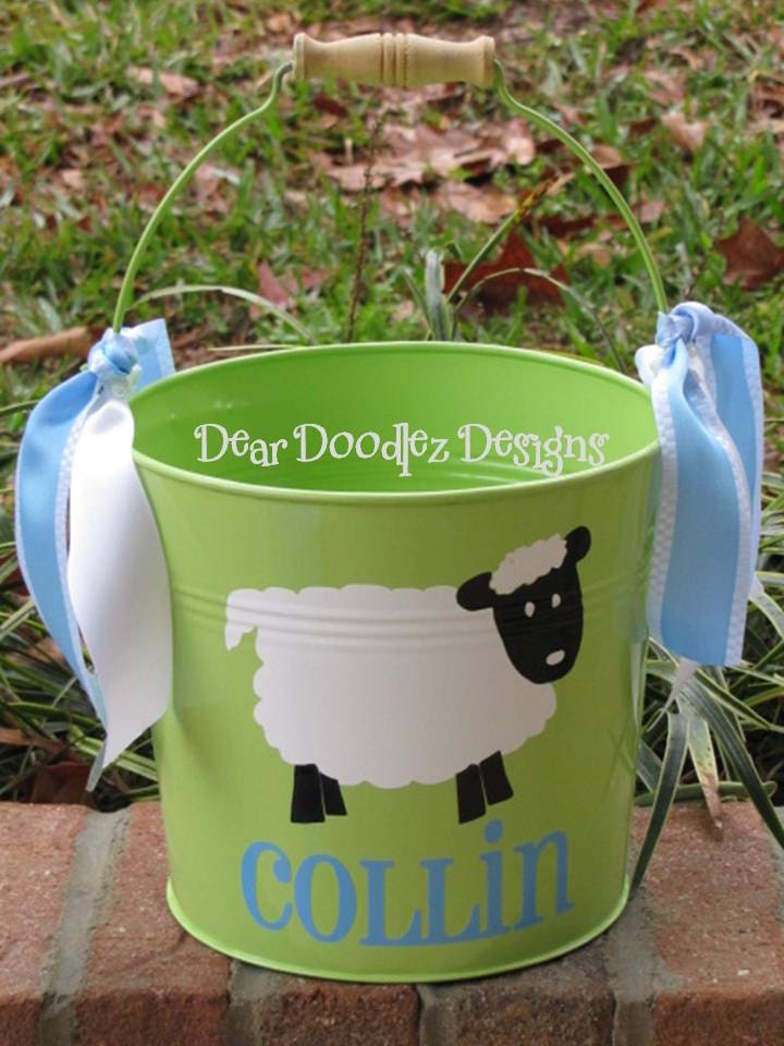 Personalized 5 qt. Metal Easter Bucket / Basket Lots of