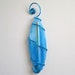 Turquoise Wave Fused Glass Surfboard Ornament with Dichroic Glass