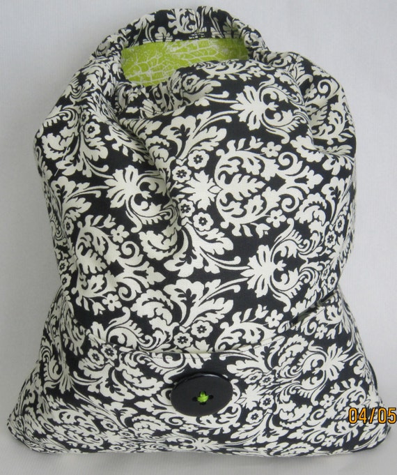 Black & White Backpack with Lime Green Lining