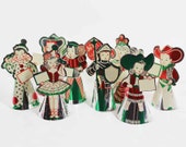 8 Vintage Halloween Costume Mascarade Party Place Cards