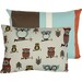 SALE Decorative Cushion Pillow Cover 12"x16" Travel Pillow, Nap Pillow, Brown Blue Green and Rust, Olive the Owls Collection,