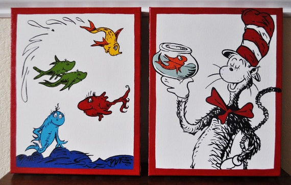 Dr Seuss Duo Cat in the Hat and One Fish Two by LilSunshineStudio