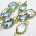 Aquamarine Blue Quartz Oval Vermeil Connector 14x5mm - 3pcs