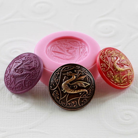 Dragon Button Mold Mould Resin Polymer Clay Wax Chocolate