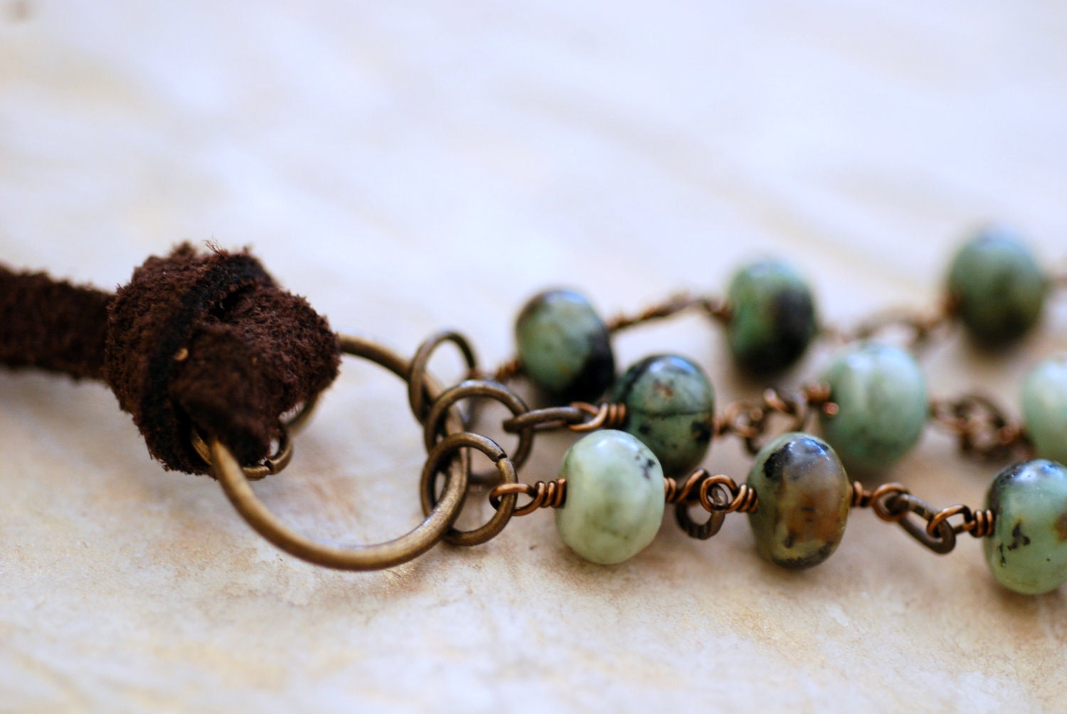 Turquoise Wire Wrapped Leather Layered Necklace by LaurelsandMoss